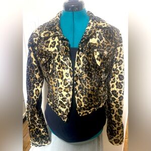 Plush Leopard Print Jean jacket style jacket